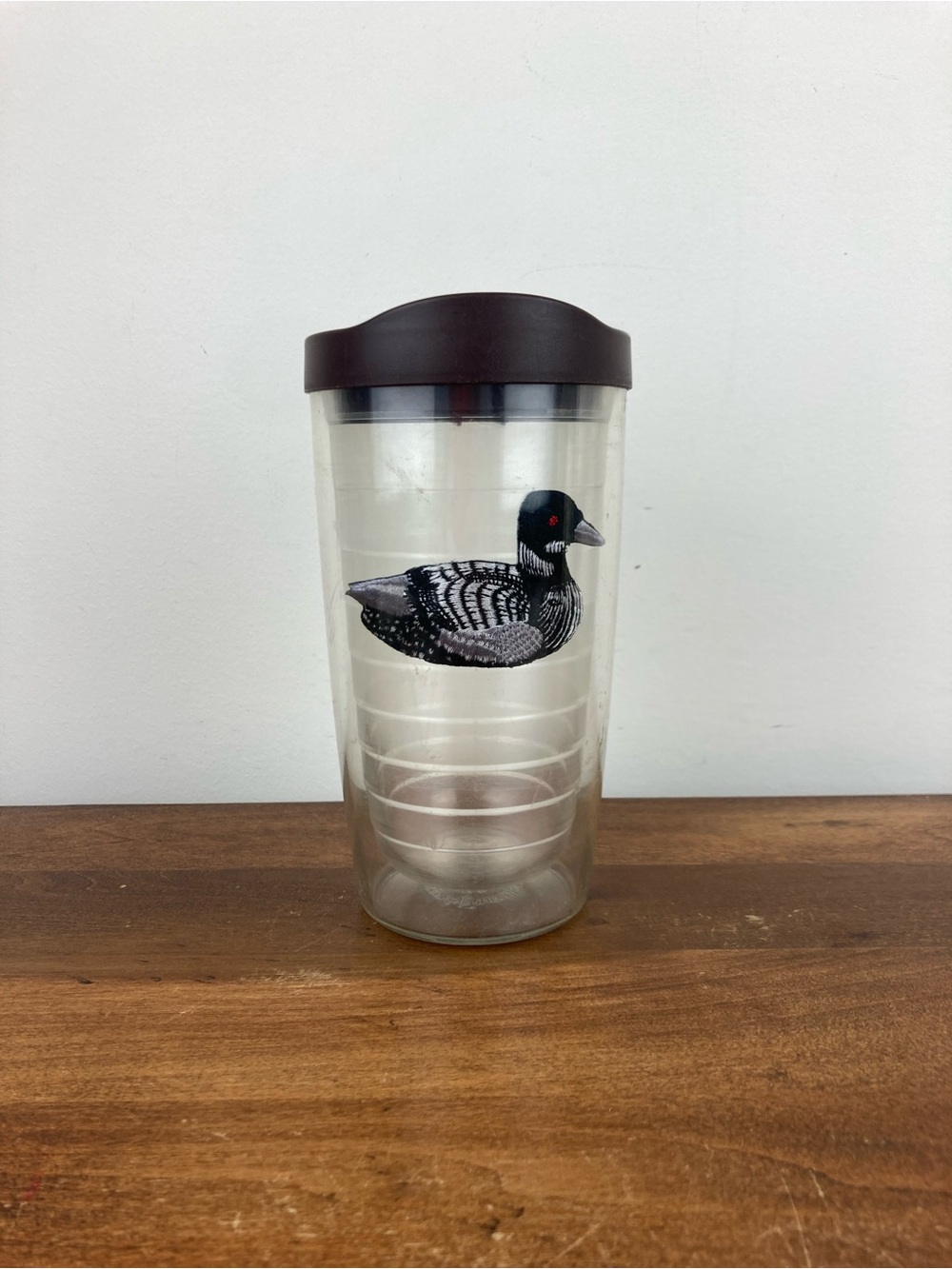 Tervis Tumbler w/ Brown And Gray Lid 16oz Embroidered Duck Bird Made Pre Owned